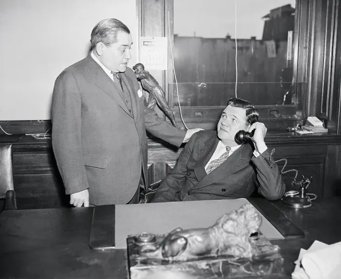 Framed Print : Babe Ruth Talking on Telephone Framed Print : Babe Ruth Talking on Telephone