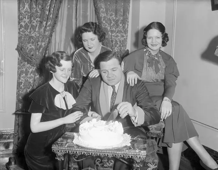 Framed Print : Babe Ruth with His Wife and Children at Party Framed Print : Babe Ruth with His Wife and Children at Party