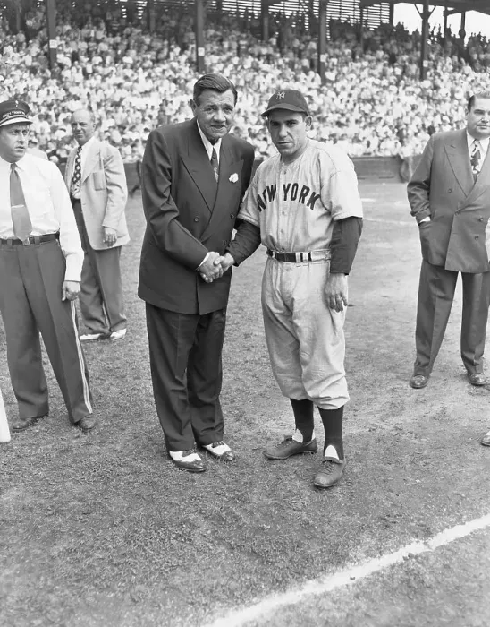 Framed Print : Babe Ruth and Yogi Berra Shaking Hands Framed Print : Babe Ruth and Yogi Berra Shaking Hands