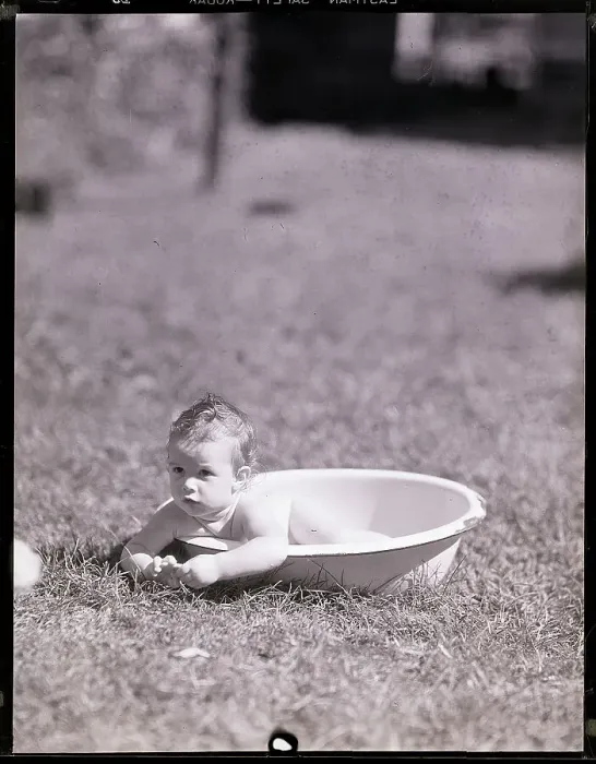 Framed Print : Baby in a Basin Framed Print : Baby in a Basin