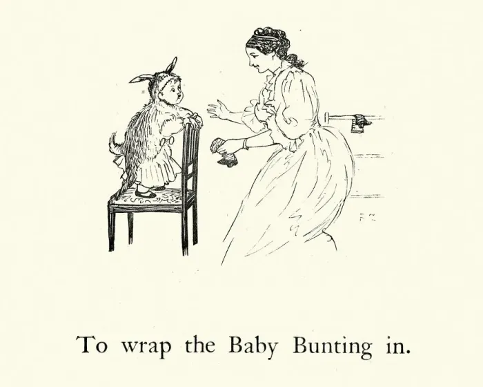 Framed Print : Baby Bunting, Nursery Rhyme, wrapped in rabbit skin Framed Print : Baby Bunting, Nursery Rhyme, wrapped in rabbit skin