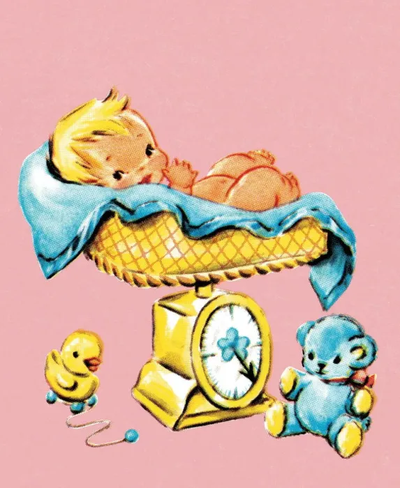 Framed Print : Baby on scale Framed Print : Baby on scale