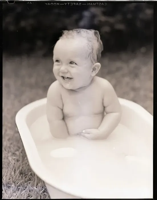 Framed Print : Baby in Tub Framed Print : Baby in Tub