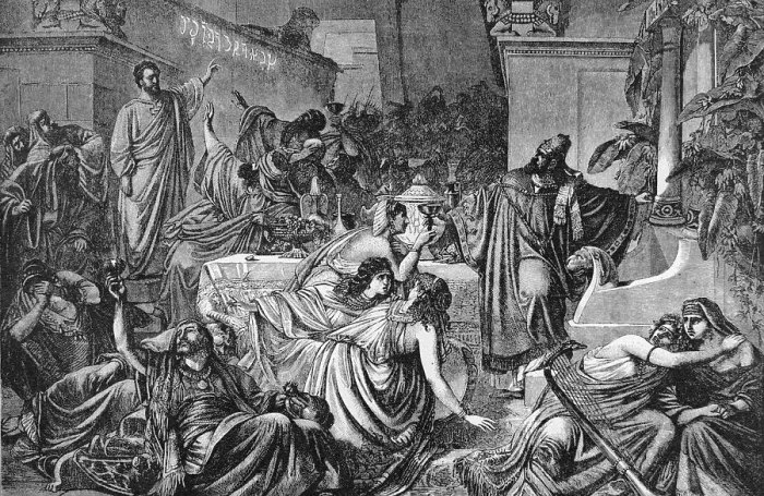 Framed Print : Babylonian Revellers Receiving Warning Framed Print : Babylonian Revellers Receiving Warning
