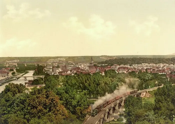 Framed Print : Bad Cannstatt in Baden-Wuerttemberg, Germany, Historical, photochrome print from the 1890s Framed Print : Bad Cannstatt in Baden-Wuerttemberg, Germany, Historical, photochrome print from the 1890s