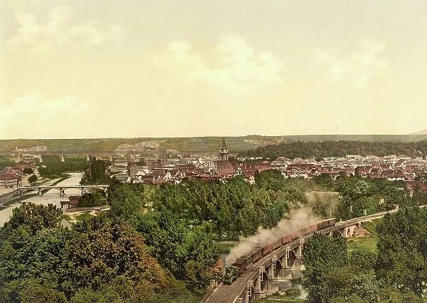 Bad Cannstatt in Baden-Wuerttemberg, Germany, Historical, photochrome print from the 1890s