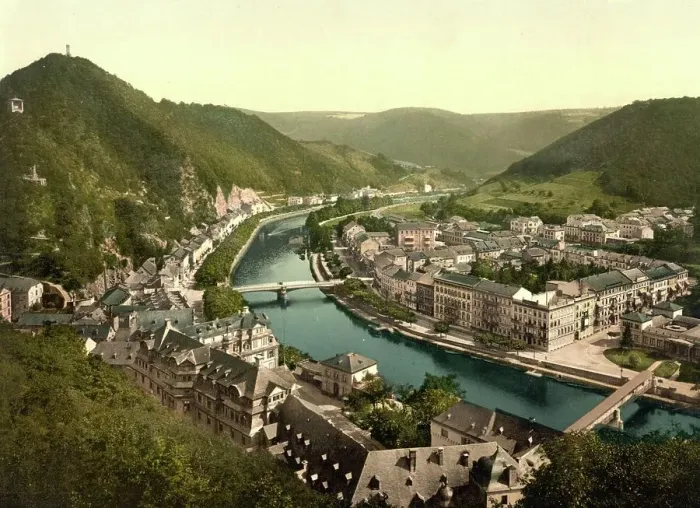 Framed Print : Bad Ems, Hesse, Germany, Historic, digitally restored reproduction of a photochrome print from the 1890s Framed Print : Bad Ems, Hesse, Germany, Historic, digitally restored reproduction of a photochrome print from the 1890s