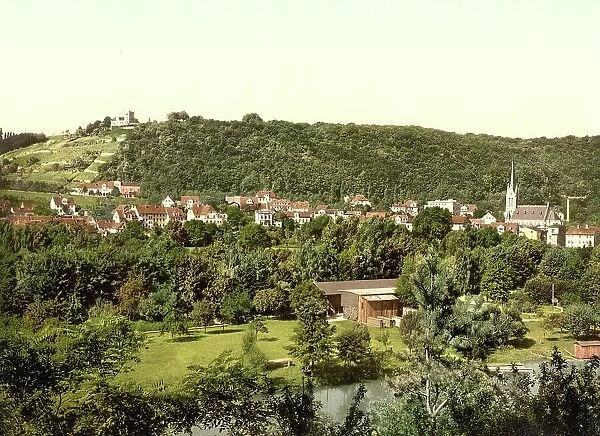 Bad Koesen in Saxony-Anhalt, Germany, Historic, digitally restored reproduction of a photochromic print from the 1890s
