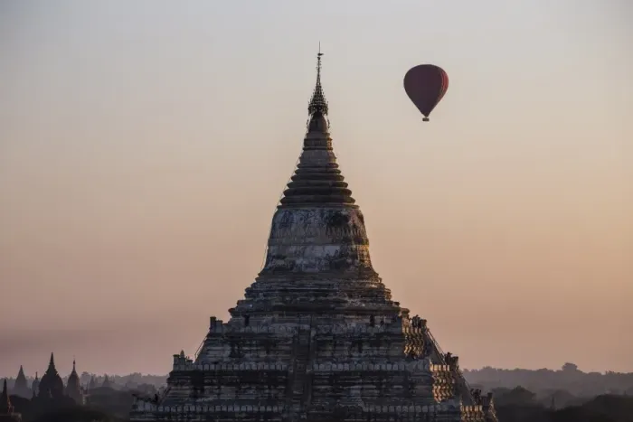 Framed Print : Bagan temple landscape on sunrise. Burma Framed Print : Bagan temple landscape on sunrise. Burma
