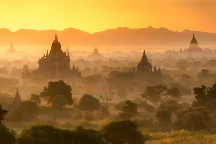 Framed Print : Bagan Temple in sunrise