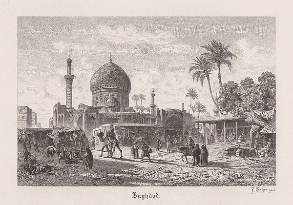Baghdad, capital of Iraq, steel engraving, published in 1885