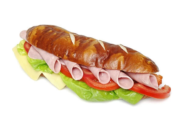 Baguette with cheese and ham