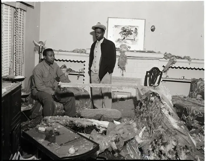 Framed Print : Bailey And Duncan In Wrecked Living Room Framed Print : Bailey And Duncan In Wrecked Living Room
