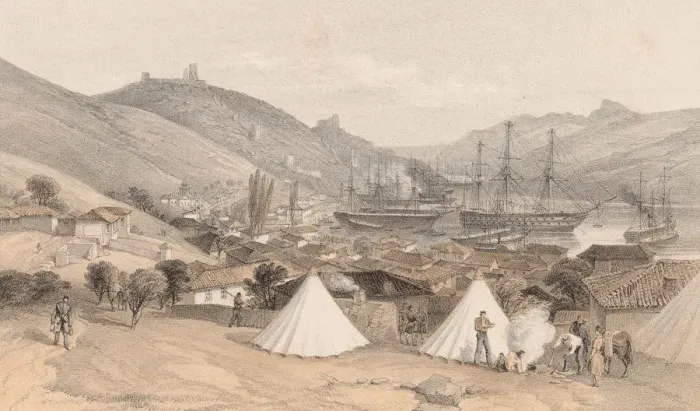 Framed Print : Balaklava. The port of Balaklava in the Ukraine, during the Crimean War, circa 1855 Framed Print : Balaklava. The port of Balaklava in the Ukraine, during the Crimean War, circa 1855