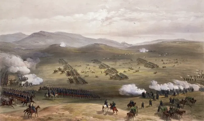 Framed Print : Balaklava. 25th October 1854: The charge of the Light Brigade at the battle Framed Print : Balaklava. 25th October 1854: The charge of the Light Brigade at the battle