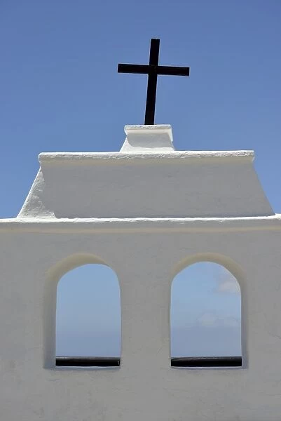 Balcon de Femes with a cross, Lanzarote, Canary Islands, Spain
