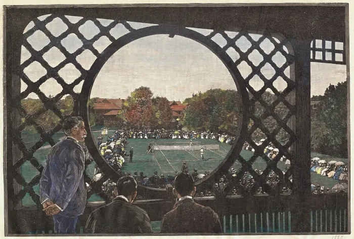 Framed Print : Balcony Spectators Gazing at Tennis Match Framed Print : Balcony Spectators Gazing at Tennis Match