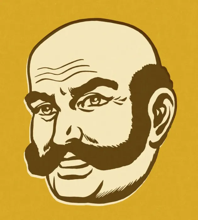 Framed Print : Bald Man With Crazy Mustache Framed Print : Bald Man With Crazy Mustache