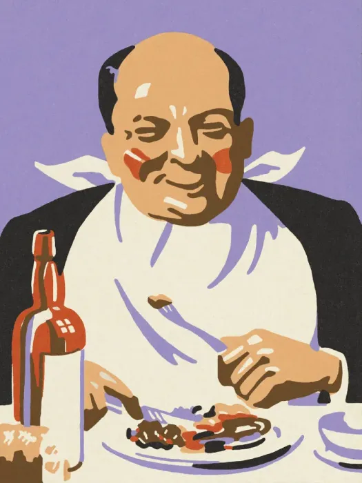 Framed Print : Bald Man Enjoying a Meal Framed Print : Bald Man Enjoying a Meal