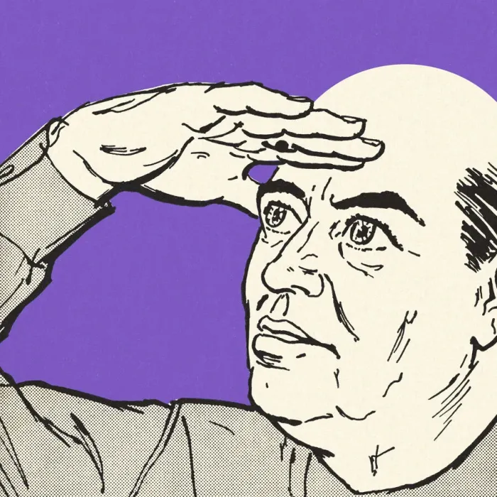 Framed Print : Bald Man Looking Out Framed Print : Bald Man Looking Out