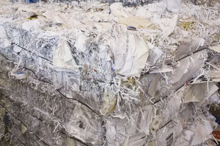 Framed Print : Bale of recyclable shredded office paper at a sorting centre, Quebec, Canada Framed Print : Bale of recyclable shredded office paper at a sorting centre, Quebec, Canada