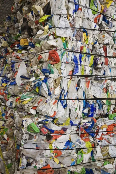 Framed Print : Bales of recyclable plastic containers at a sorting centre, Quebec, Canada Framed Print : Bales of recyclable plastic containers at a sorting centre, Quebec, Canada