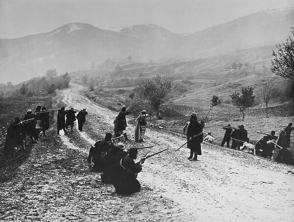 Balkan War. Macedonian rebels on the Salonica Road during the Balkan War