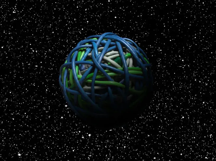 Framed Print : Ball of cables in outer space Framed Print : Ball of cables in outer space