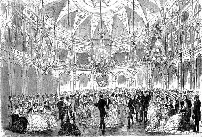 Framed Print : Ball at the Grand Hotel, for the benefit of unemployed workers, Paris, 1869, France, Historic, digitally restored reproduction of a 19th century original, exact original date unknown Framed Print : Ball at the Grand Hotel, for the benefit of unemployed workers, Paris, 1869, France, Historic, digitally restored reproduction of a 19th century original, exact original date unknown