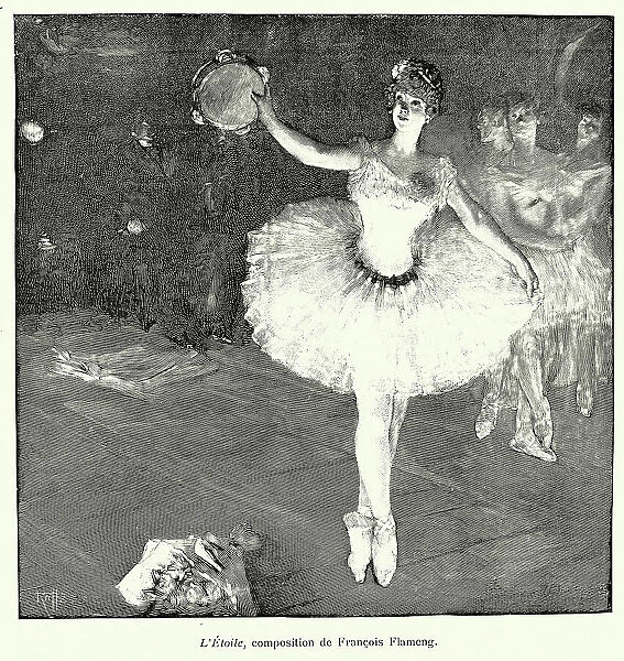 Ballerina on stage after a performance, after the painting by L'Etoile by Francois Flameng