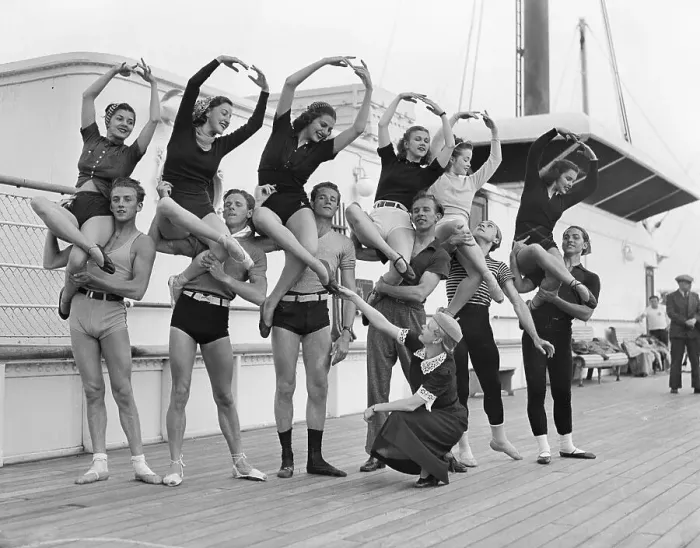 Framed Print : Ballet Dancers on Ship Deck Framed Print : Ballet Dancers on Ship Deck