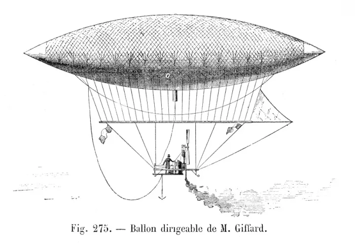 Framed Print : Balloon dirigible of Giffard engraving 1881 Framed Print : Balloon dirigible of Giffard engraving 1881
