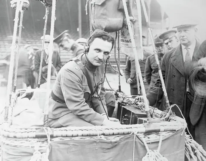 Framed Print : Balloonist Army Major Westover Testing Radio Before Race Framed Print : Balloonist Army Major Westover Testing Radio Before Race