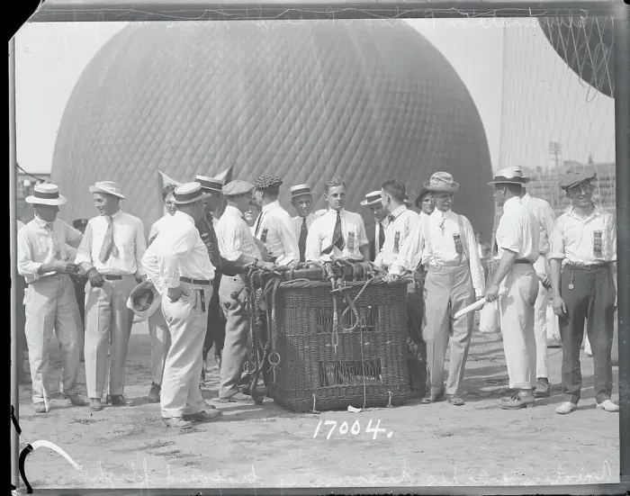 Framed Print : Balloonists Discussing Proposed Flight Framed Print : Balloonists Discussing Proposed Flight
