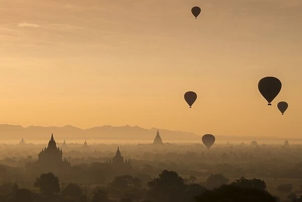 Balloons flying over Bagan, Myanmar