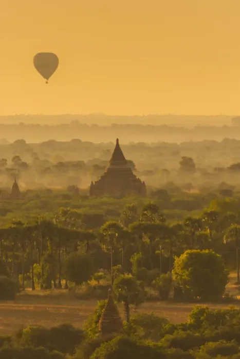 Framed Print : Balloons flying over Bagan, Myanmar