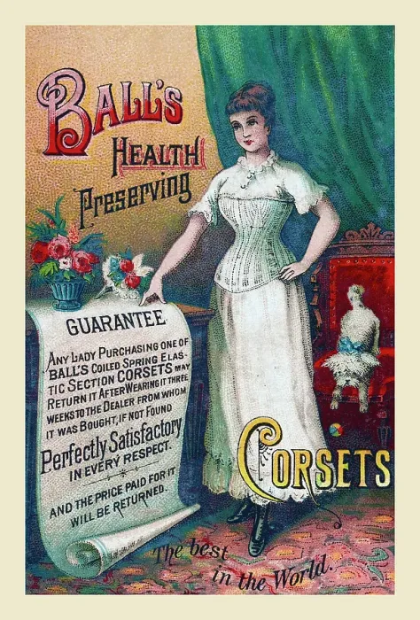 Framed Print : Ball's Health Preserving Corsets Framed Print : Ball's Health Preserving Corsets