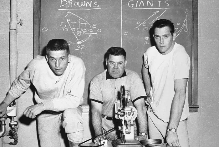 Framed Print : Baltimore Colts Players and Coach Watch Game Films (Left to right ) Johnny Unitas, Weeb Ewbank and Raymond Berry Framed Print : Baltimore Colts Players and Coach Watch Game Films (Left to right ) Johnny Unitas, Weeb Ewbank and Raymond Berry