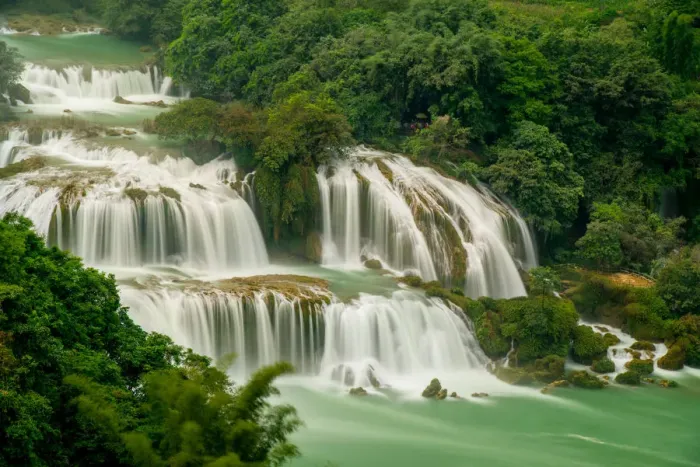 Framed Print : Ban Gioc  /  Detian Waterfall in Vietnam above view