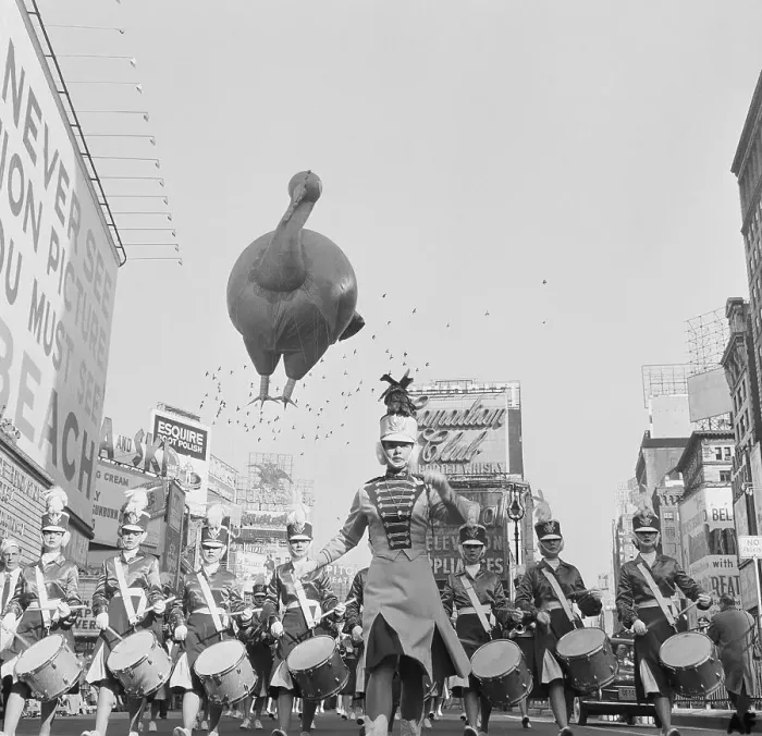 Framed Print : Band and Turkey Balloon in Macy's Thanksgiving Day Parade Framed Print : Band and Turkey Balloon in Macy's Thanksgiving Day Parade
