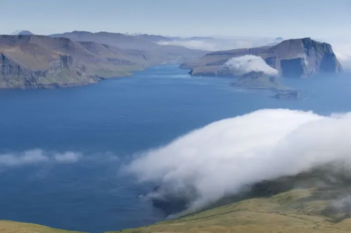 Framed Print : Bank of clouds over Vagar and Mykines, Utoyggjar, Faroe Islands, Denmark Framed Print : Bank of clouds over Vagar and Mykines, Utoyggjar, Faroe Islands, Denmark