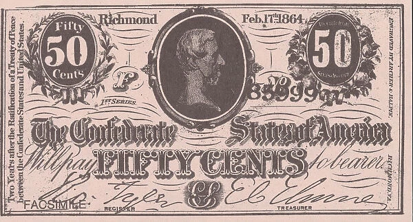 Bank Note. A Photograph of a Fifty Cent Bank Note issued on February 17, 1864
