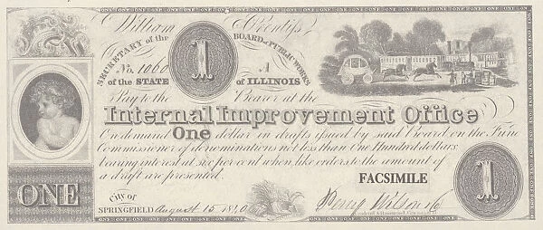 Bank Note. A Photograph of a One Dollar Bank Note issued on August 15, 1840