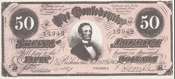 Bank Note. A Photograph of a Fifty Dollar Bank Note issued on February 17, 1864