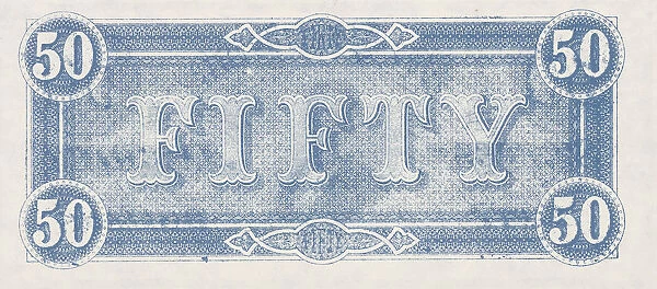 Bank Note. A Photograph of the back of a Fifty Dollar Bank Note issued on February 17