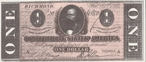 Bank Note. A Photograph of a One Dollar Bank Note issued on February 17, 1864
