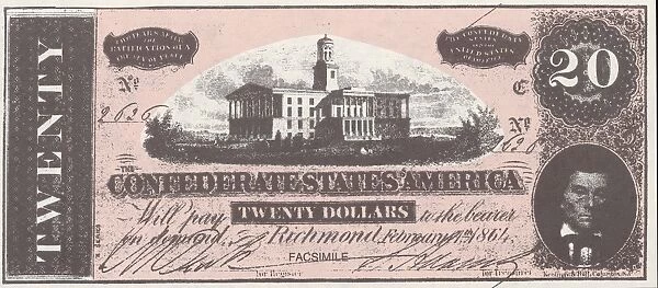 Bank Note. A Photograph of a Twenty Dollar Bank Note issued on February 17, 1864
