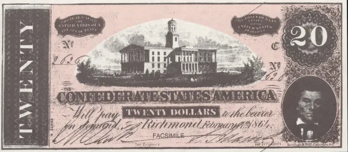 Framed Print : Bank Note. A Photograph of a Twenty Dollar Bank Note issued on February 17, 1864 Framed Print : Bank Note. A Photograph of a Twenty Dollar Bank Note issued on February 17, 1864
