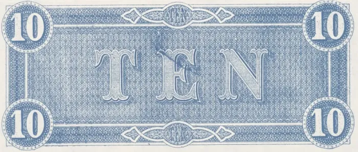 Framed Print : Bank Note. A Photograph of the back of a Ten Dollar Bank Note issued on February 17, 1864 Framed Print : Bank Note. A Photograph of the back of a Ten Dollar Bank Note issued on February 17, 1864