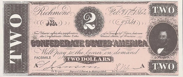 Bank Note. A Photograph of a Two Dollar Bank Note issued on February 17, 1864